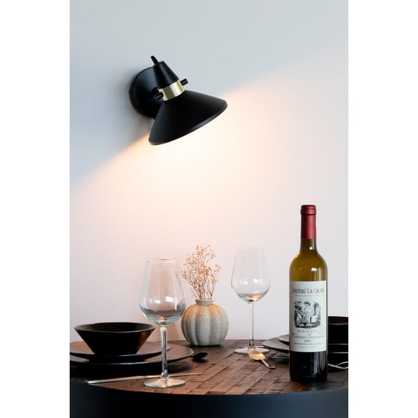 Melna sienas lampa Jona – White Label-image-2