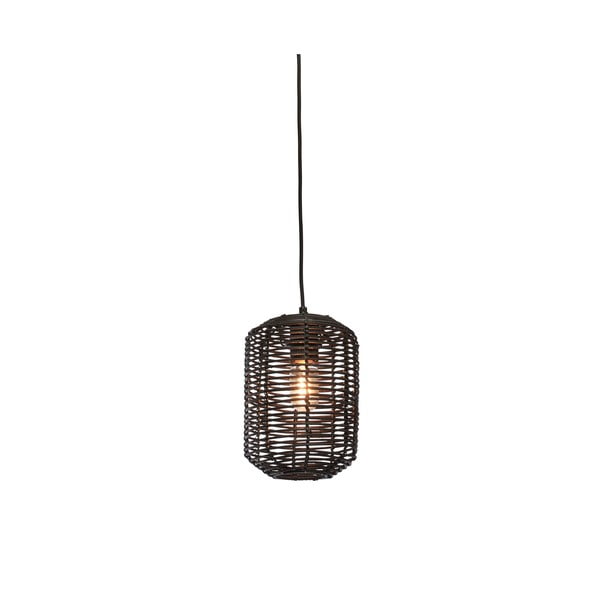 Melna piekaramā lampa ar rotangpalmas abažūru ø 18 cm Tanami – Good&Mojo
