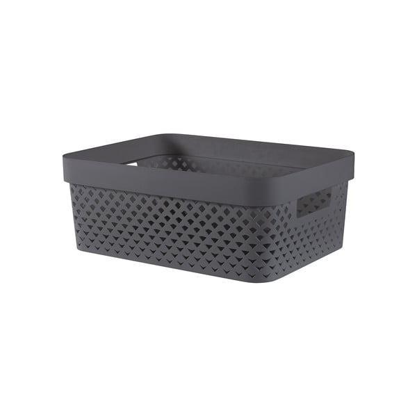 Tumši pelēka plastmasas uzglabāšanas kaste 36x27x14 cm Pure – Curver