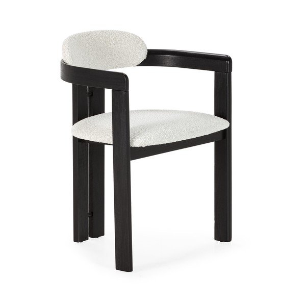 Balti/melni polsterēti ēdamistabas krēsli ar roku balstiem (2 gab.) Eiden – MOME