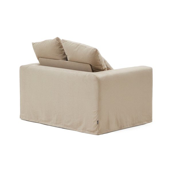 Bēšs lina atpūtas krēsls Nora – Kave Home-image-3