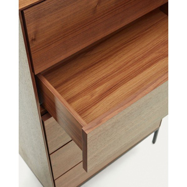 Dabīga toņa augsta kumode ar riekstkoka imitāciju 60x114 cm Vedrana – Kave Home-image-4