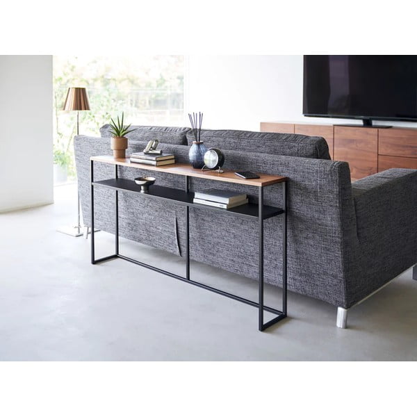 Melns/tumši brūns konsoles galds ar oškoka imitāciju 20,5x126 cm Tower – YAMAZAKI-image-1