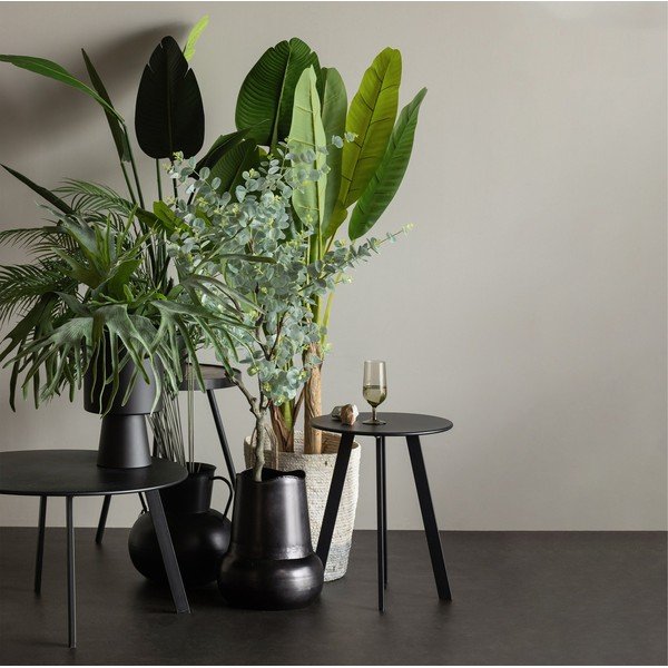 Melns dārza sānu galdiņš WOOOD Fer, ø 70 cm-image-1