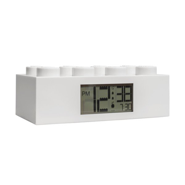Balts digitālais pulkstenis ar LEGO® Brick modinātāju-image-3