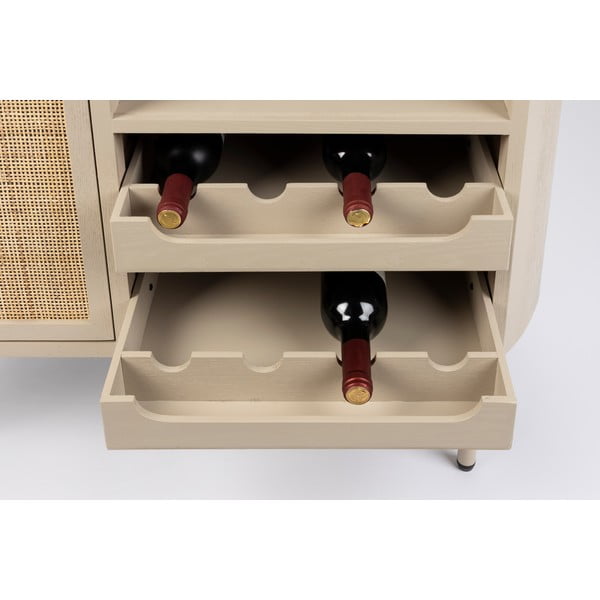 Krēmkrāsas rotangpalmas vīna skapis 8 pudelēm, 90x100 cm Amaya – White Label-image-1