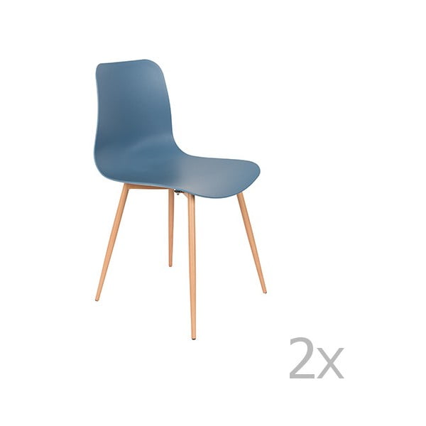 2 zilu krēslu komplekts White Label Leon