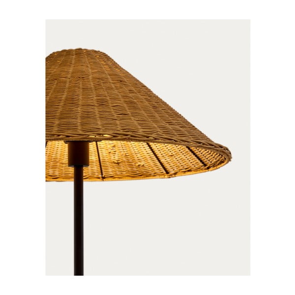 Melna/dabīga toņa stāvlampa ar rotangpalmas abažūru (augstums 154 cm) Urania – Kave Home-image-2