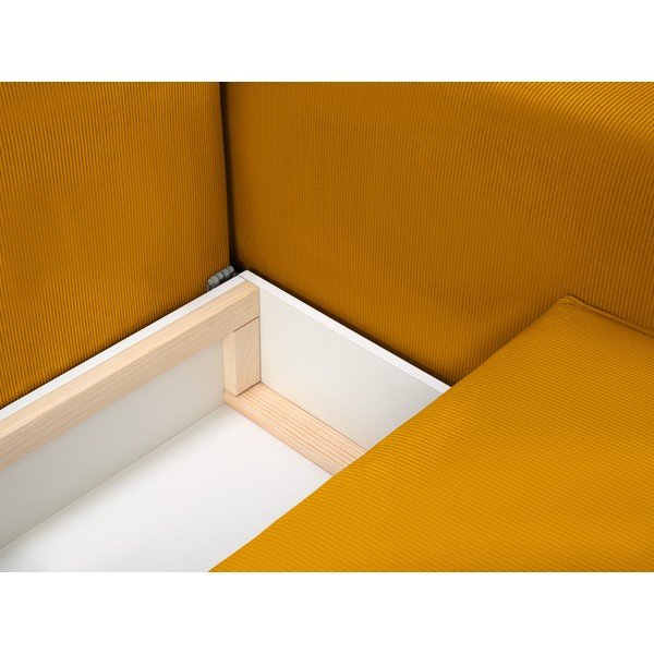 Dzeltens velveta izvelkamais dīvāns ar veļas kasti Mazzini Sofas Azalea-image-1