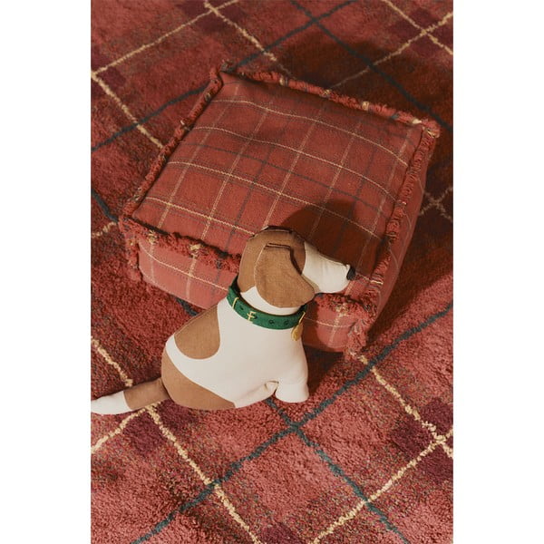 Sarkans mazgājams/ar rokām darināts kokvilnas paklājs 140x190 cm Tartan Vintage Red – Lorena Canals-image-2