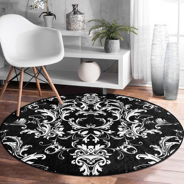 Melnbalts mazgājams robotu putekļu sūcējiem piemērots apaļš paklājs ø 80 cm Comfort – Mila Home-image-3