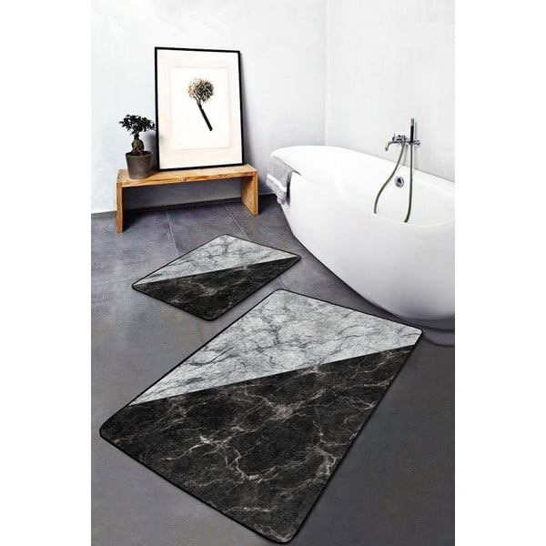 Melni/balti vannas istabas paklājiņi (2 gab.) 60x100 cm – Mila Home-image-2