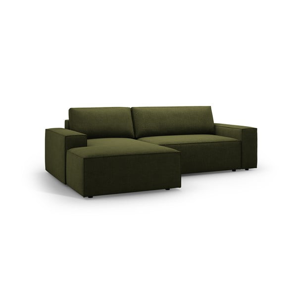 Tumši zaļš salokāms stūra dīvāns no buklē auduma (ar kreiso stūri) Jodie – Micadoni Home-image-2
