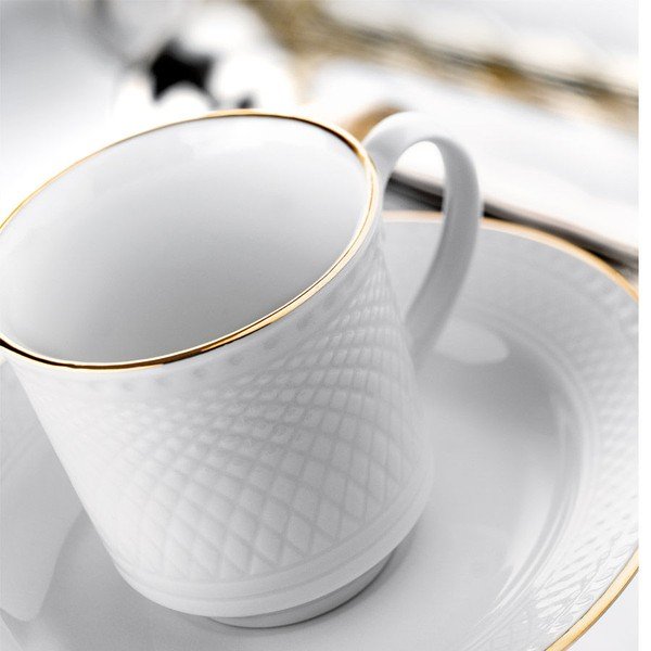 6 porcelāna krūzīšu un apakštasīšu komplekts Kutahya Gold Line, 80 ml-image-1