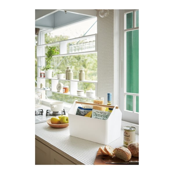 Balta/dabīga toņa plastmasas uzglabāšanas kaste 21x37x24 cm Favori – YAMAZAKI-image-2