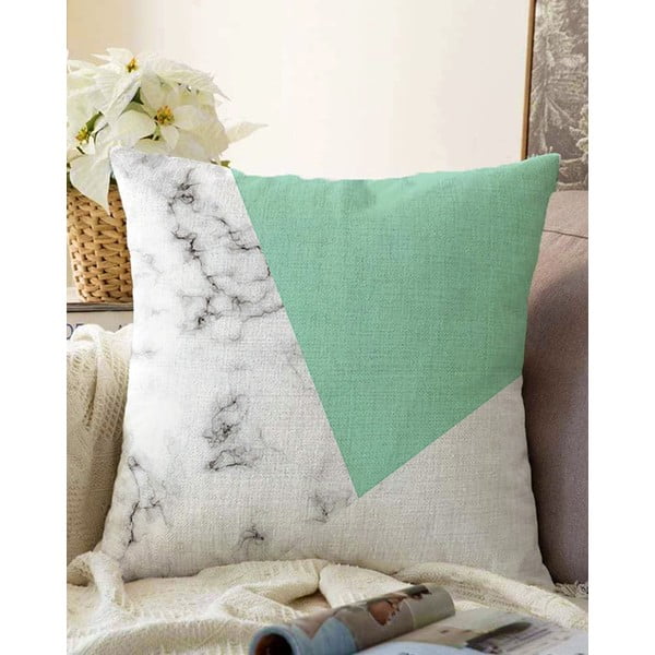 Zaļa un pelēka spilvendrāna ar kokvilnas maisījumu Minimalist Cushion Covers Marble, 55 x 55 cm