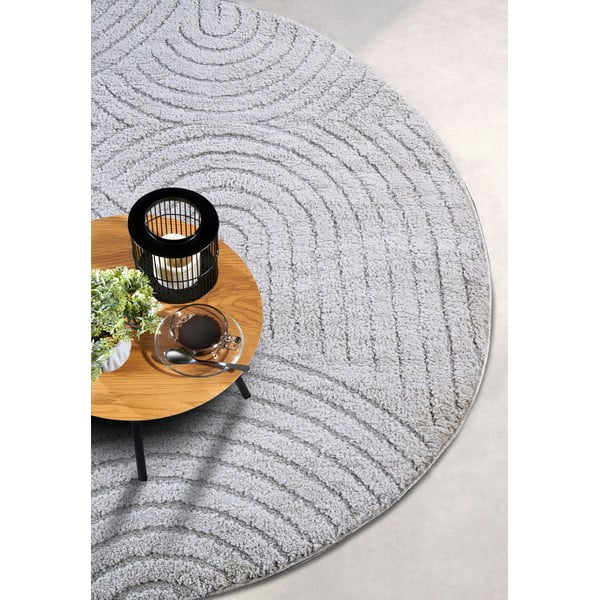 Gaiši pelēks apaļš paklājs ø 200 cm Panglao New York Light Grey – Elle Decoration-image-2