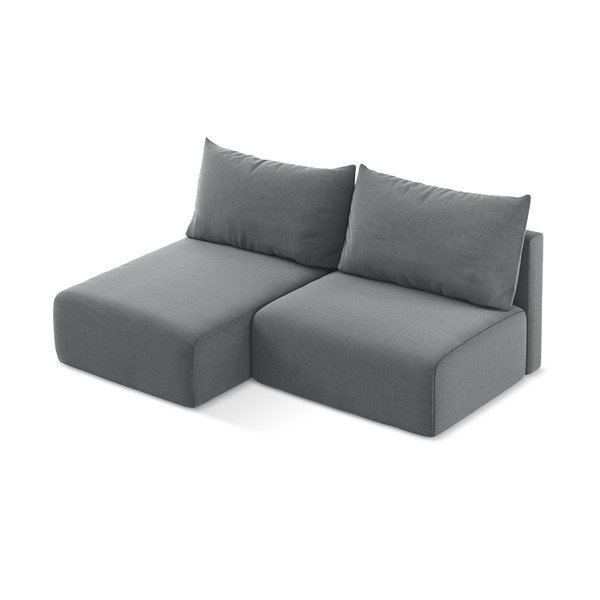 Pelēks samta salokāms stūra dīvāns ar uzglabāšanas vietu (ar kreiso stūri/ar zvilni) Kalena – Makamii-image-3