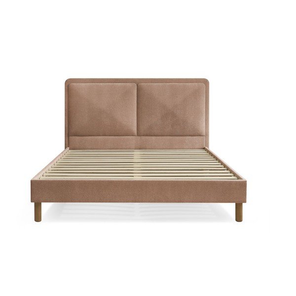 Dūmakaini rozā polsterēta polsterēta divvietīga gulta ar redelēm 180x200 cm Mara – Bobochic Paris