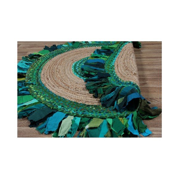 Džutas un kokvilnas apļveida paklājs Eco Rugs Verde, Ø 120 cm-image-1