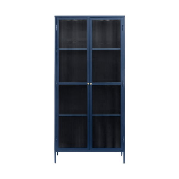 Tumši zila metāla vitrīna 90x190 cm Bronco – Unique Furniture
