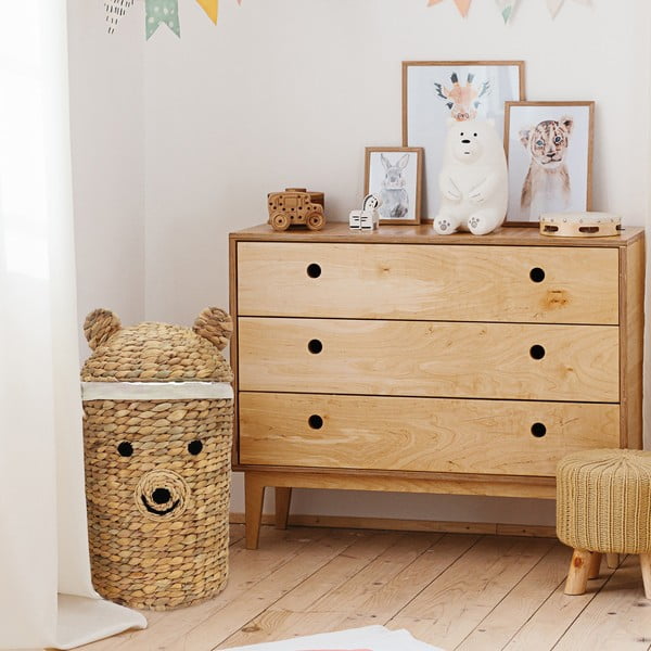 Dabīga toņa bērnu rotaļlietu grozs no ūdens hiacintes ø 30x56 cm Bear – Compactor-image-1