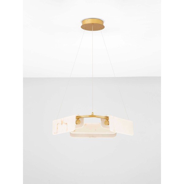 Krēmkrāsas/misiņa krāsas LED piekaramā lampa ar marmora imitāciju ar regulējamu spilgtumu ø 63 cm Aider – Nova Luce-image-4