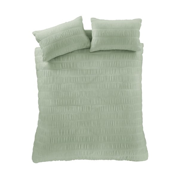 Gaiši zaļa vienguļamā gultas veļa no krepa auduma 135x200 cm Seersucker – Catherine Lansfield