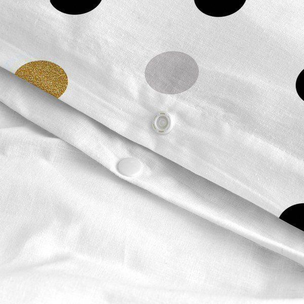 Balts vienguļamais kokvilnas segas pārvalks 140x200 cm Golden dots – Blanc-image-4
