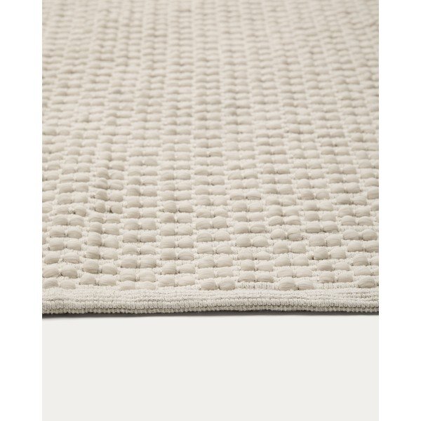 Krēmkrāsas ar rokām darināts paklājs no kokvilnas maisījuma 160x230 cm Mascarell – Kave Home-image-4