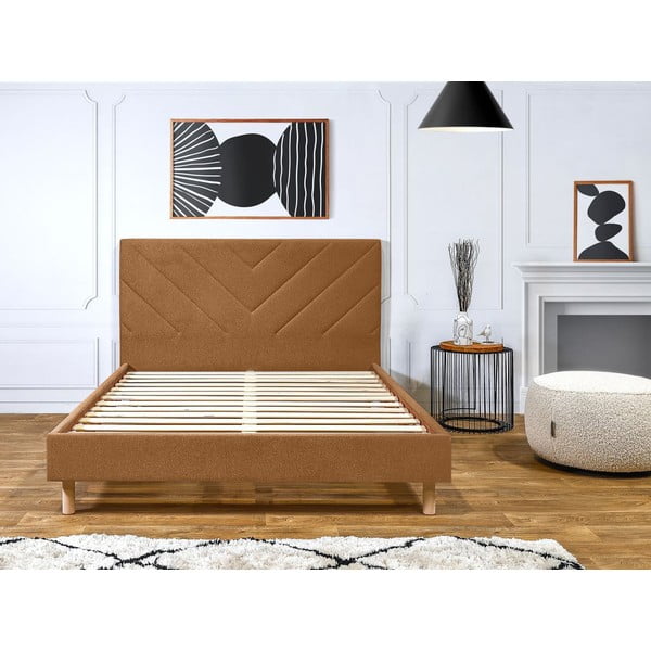 Oranža polsterēta divvietīga gulta ar redelēm 160x200 cm Romane – Bobochic Paris-image-4