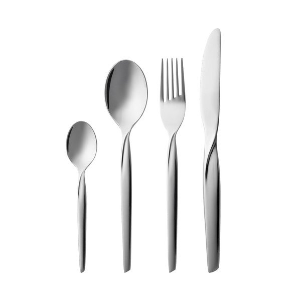 Sudraba krāsas nerūsējošā tērauda galda piederumi (16 gab.) Twist – Gense