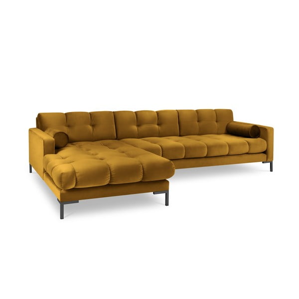 Dzeltens samta stūra dīvāns Cosmopolitan Design Bali, kreisais stūris-image-2