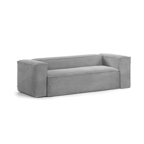 Pelēks velveta dīvāns 240 cm Blok – Kave Home-image-2