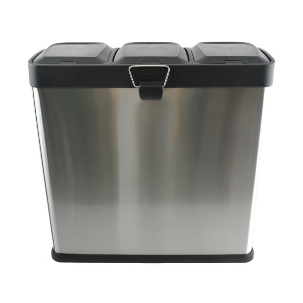 Matētas sudraba krāsas atkritumu šķirošanas tērauda atkritumu tvertne ar pedāli 3x20 l   Tri Selectif – MSV-image-4