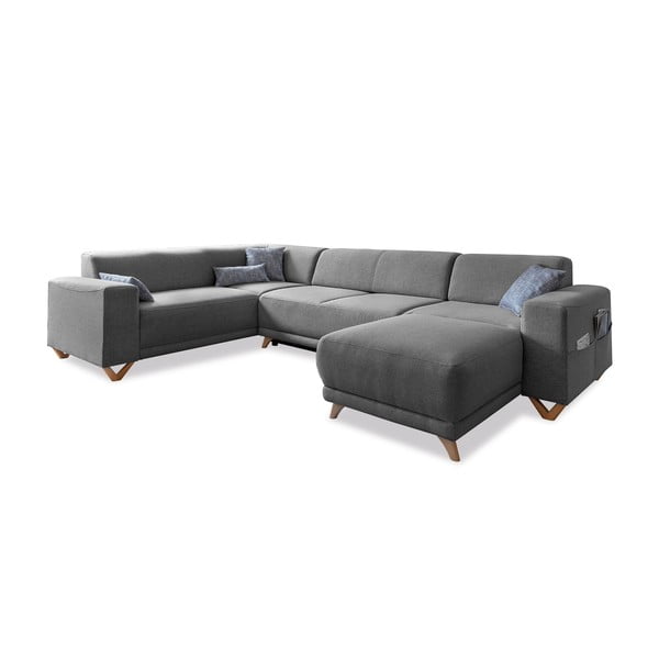 Pelēks salokāms/ar uzglabāšanas vietu stūra dīvāns (ar kreiso stūri/U veida) Classy Sophie – Miuform
