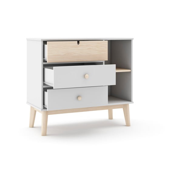 Balta zema bērnu kumode 90x40 cm Estefania – Marckeric-image-2