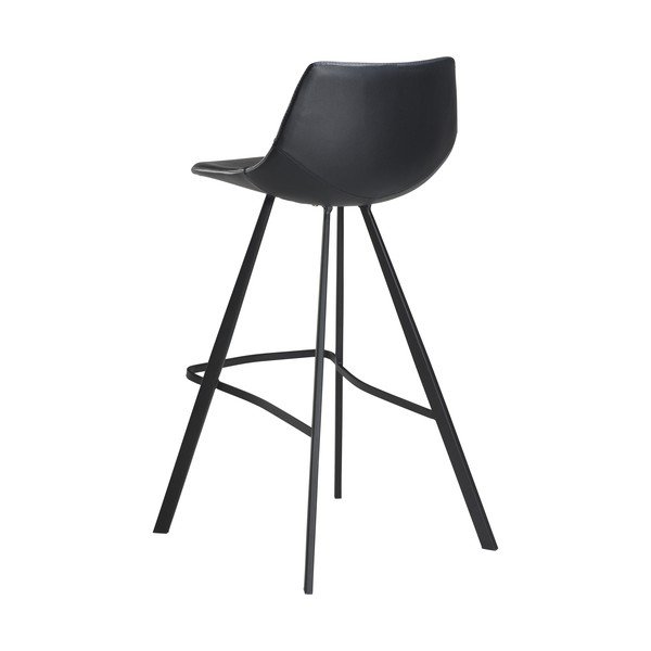 Melns eko ādas bāra krēsls ar melnu metāla pamatni DAN-FORM Denmark Pitch, augstums 98 cm-image-1