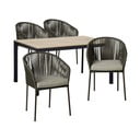 Dārza pusdienu galda un krēslu komplekts 4 personām ar zaļiem krēsliem Trapani un Thor galdu, 147 x 90 cm