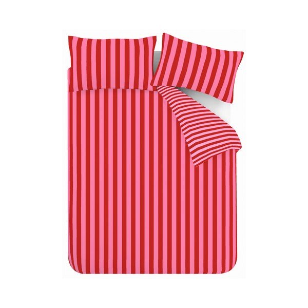 Sarkana/rozā vienguļamā gultas veļa 135x200 cm Stripe Tease – Sassy B