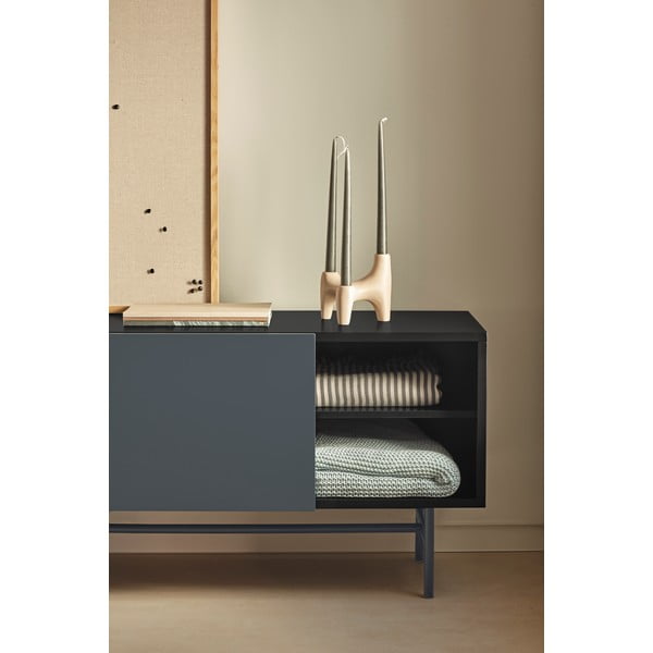 Melns/antracīta pelēks TV galdiņš 180x56 cm Nube – Teulat-image-1