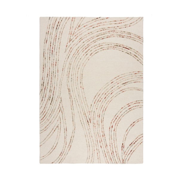 Oranžs/krēmkrāsas vilnas paklājs 80x150 cm Abstract Swirl – Flair Rugs