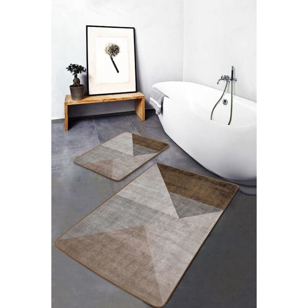 Pelēki/brūni samta vannas istabas paklājiņi (2 gab.) 60x100 cm – Mila Home-image-1