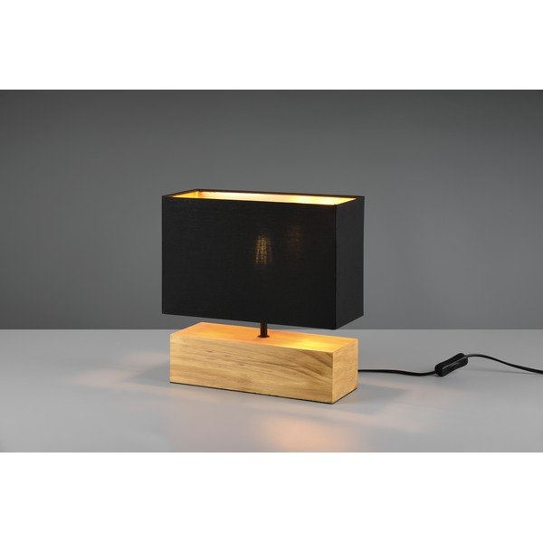Melna/dabīga toņa galda lampa ar auduma abažūru (augstums 30 cm) Woody – Reality-image-1
