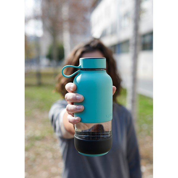 Tirkīzzila stikla pudele ceļojumiem 500 ml To Go – Lékué-image-3