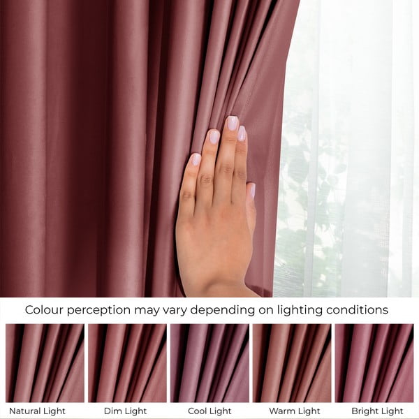 Rozā samta daļēji gaismu necaurlaidīgs aizkars 140x245 cm Eyelets – Restilo-image-4