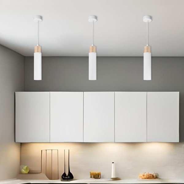 Balta/dabīga toņa piekaramā lampa ar metāla abažūru Claro – Candellux Lighting-image-1