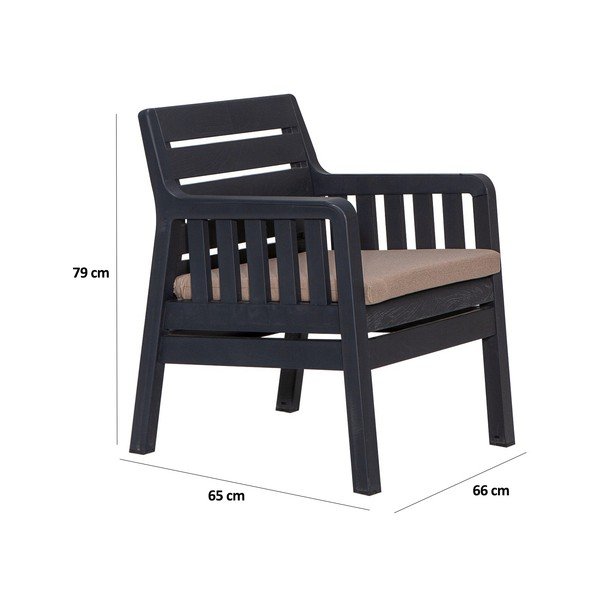 Antracīta pelēks dārza atpūtas komplekts 2 personām Lara – Floriane Garden-image-2