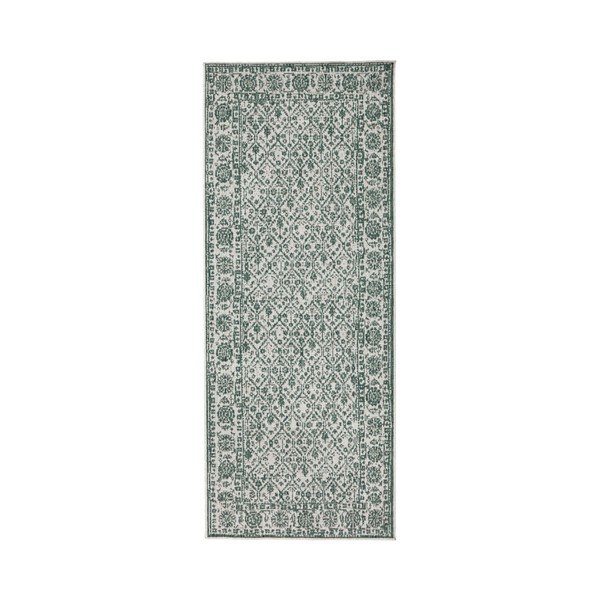 Pelēki zaļš rakstains divpusējs āra skrejceļš bougari Curacao, 80 x 350 cm