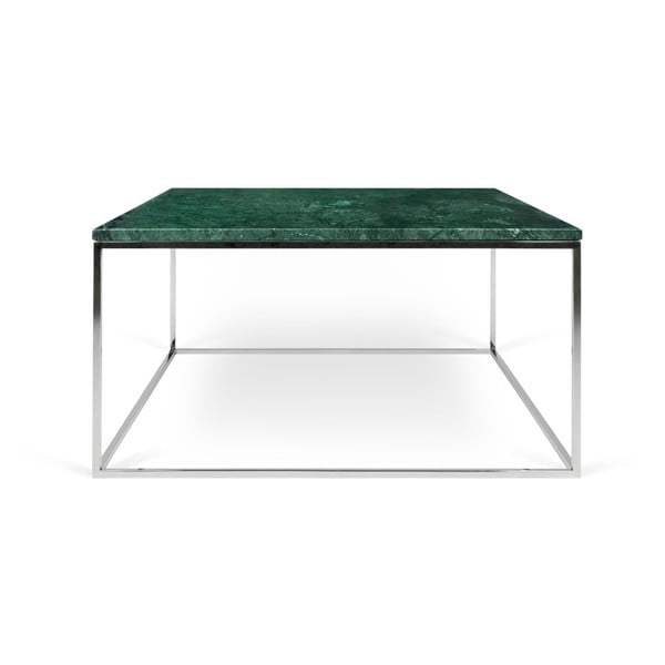 Zaļš marmora kafijas galdiņš ar hromētām kājām TemaHome Gleam, 75 x 75 cm